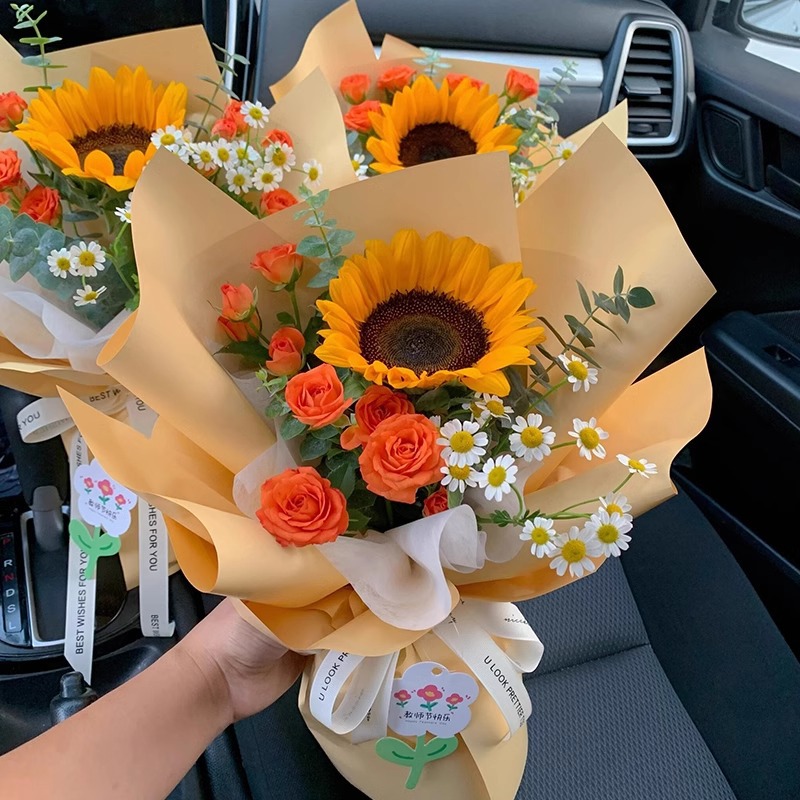 [묶음당 가격, 10묶음부터 시작] 해바라기 꽃다발 1개