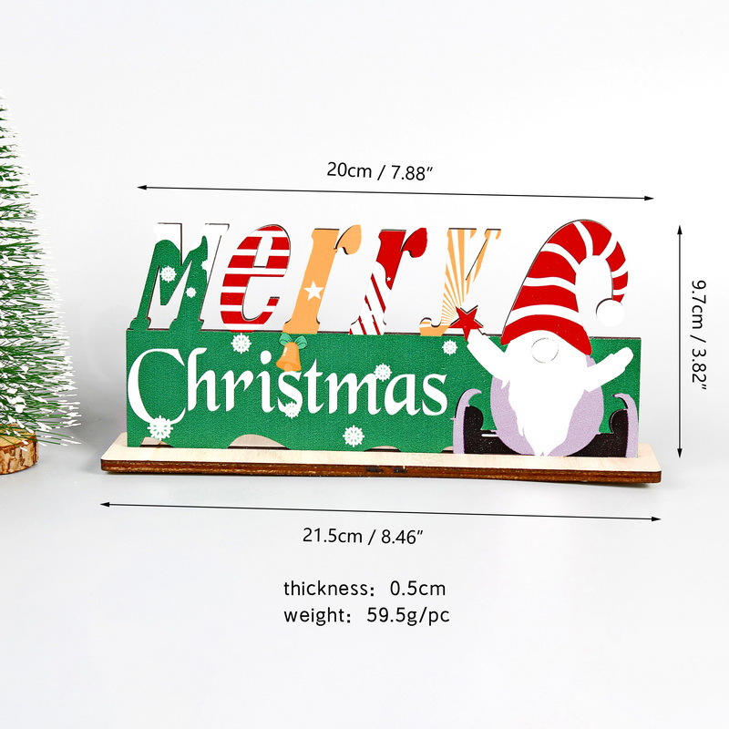 Adornos de letras de madera de Navidad (Merry Christmas sin rostro)