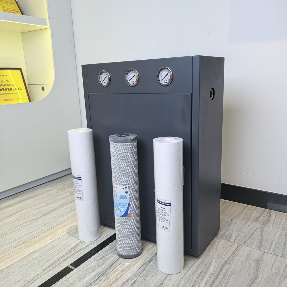 Prefiltro gordo grande de 20 pulgadas, agua del grifo de la cocina de tres niveles, purificador de agua para toda la casa, botella azul transparente, estante de gran flujo