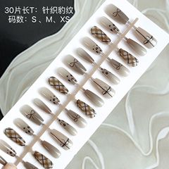 分碼條裝穿戴甲針織豹紋手工穿戴式假指甲國風美甲甲片批發