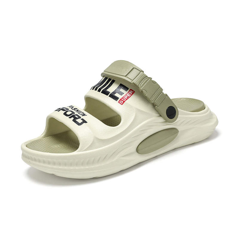 Zapatillas de una palabra para hombre, uso exterior de verano, antideslizante, desodorante, suela suave, ligero, pisando mierda, sandalias de playa de verano casuales, zapatos de moda