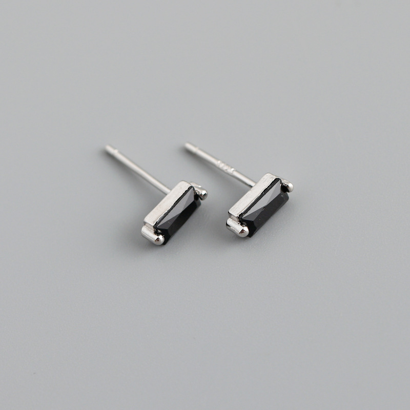 Simple Style Square Sterling Silver Inlay Zircon Ear Studs 1 Pair display picture 16