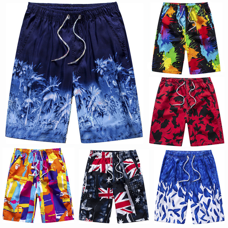 New cross-border summer outdoor quick-drying plus size beach pants men's casual cropped pants men's fashion printed shorts