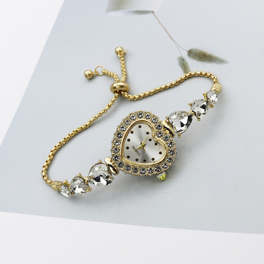 45g Weight Tempered Glass Mirror Material Alloy Strap Material Casual Heart Shape Jewelry Buckle Quartz Women's Watches