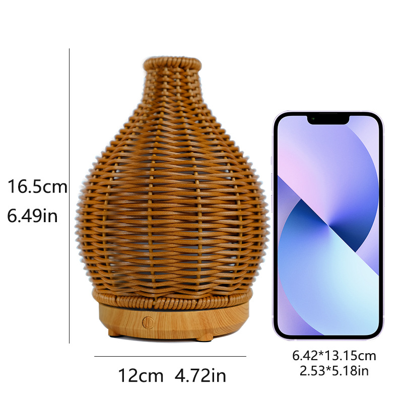 Nueva transfronteriza USB ratán hogar aromaterapia humidificador oficina escritorio grano de madera ultrasónico aceite esencial máquina de aromaterapia