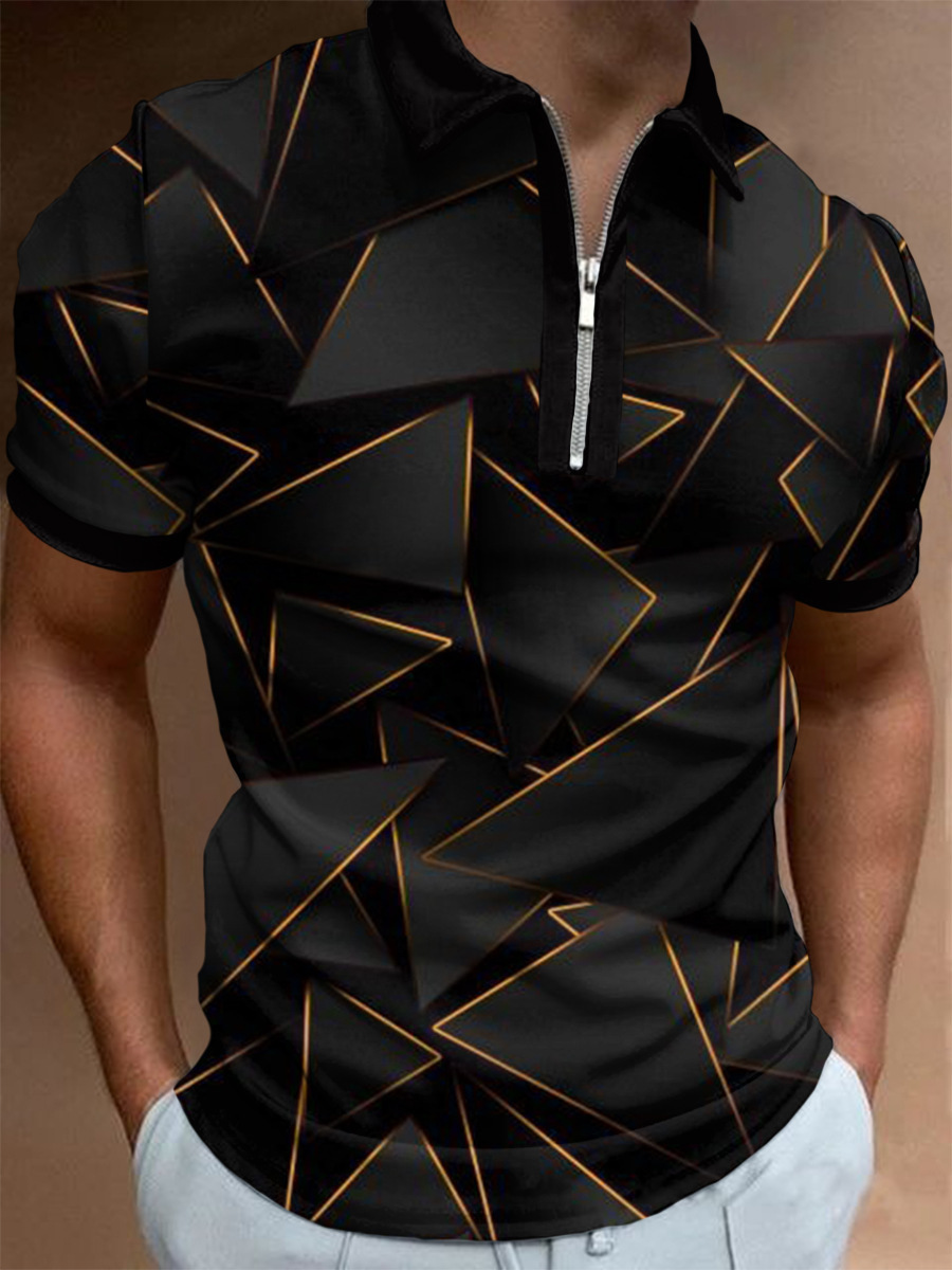 Camiseta Polo Casual de Manga Corta con Cuello Polo, Estilo Europeo y Americano, a Rayas Caqui, en Existencia, Popular en Europa y América