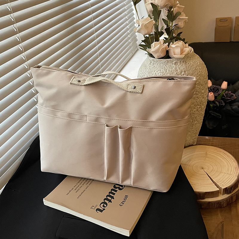 Cross-Border Women's Bag, Simple, Fashionable, Lightweight, Large-Capacity Cosmetic Handbag, Solid Color, Multi-Pocket, Multi-Functional Storage Bag