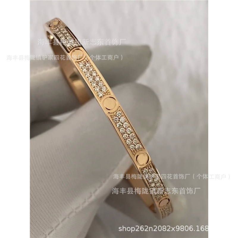 Kajia ブレスレット 厚い 18K ゴールドメッキ ナローバージョン フルダイヤモンド 6 ダイヤモンド 4 ダイヤモンド 光沢のあるベビーブレス クラシック ブレスレット 男性と女性用 ゴールドメッキ|undefined