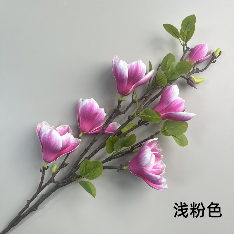 モクレンのシミュレーション花は6頭の如意玉蘭の偽花の家庭の結婚祝い用品の軟装の景観の装飾の卸売りをします。|undefined