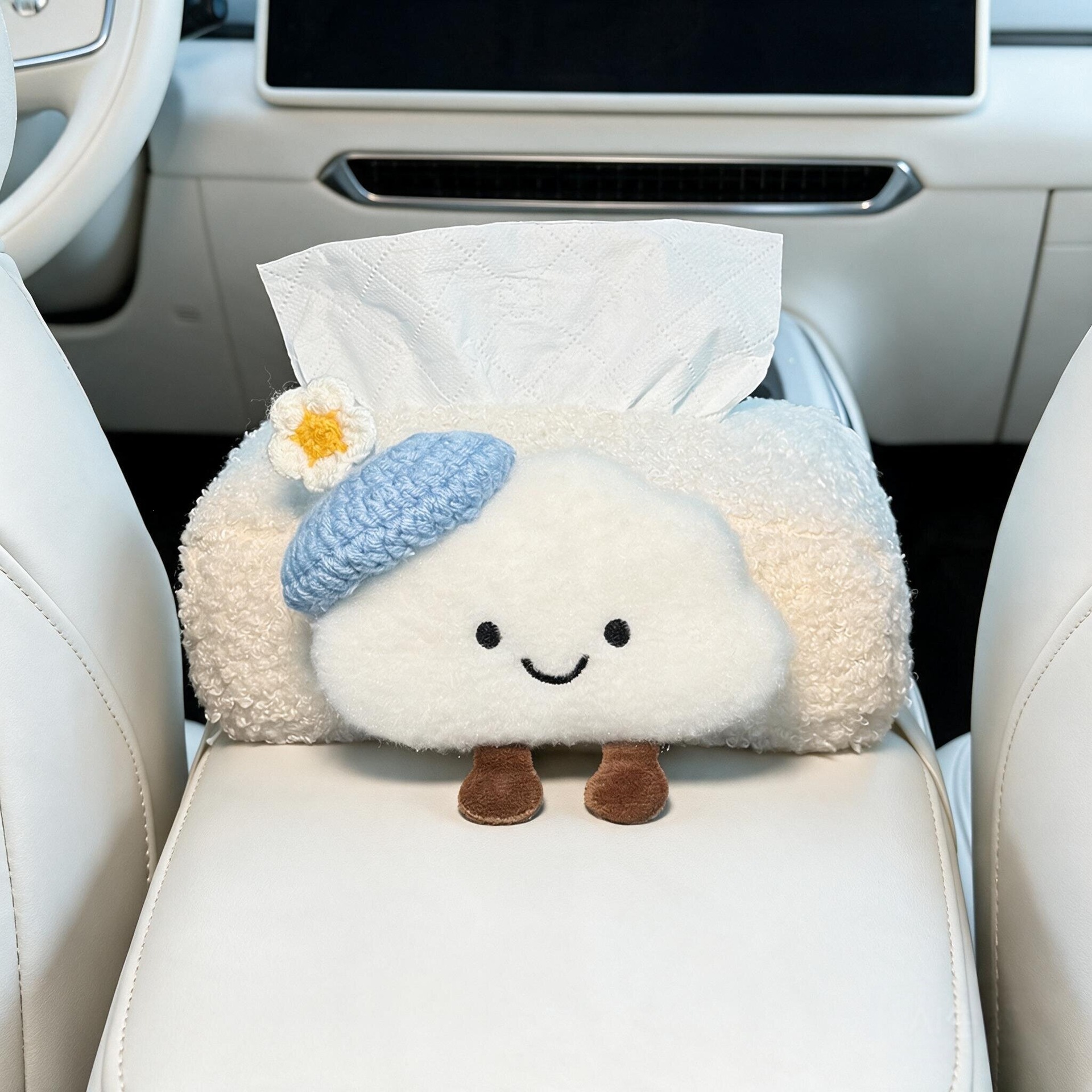 2026 New Model Car Tissue Box, Armrest Box Tissue Holder, Seat-mounted Car Tissue Bag, Cute Cloud Design for Women