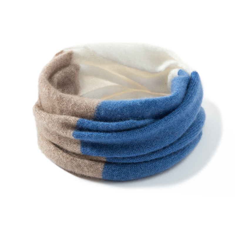 Color-blocked patchwork cashmere neck warmer, unisex knitted cashmere neck wrap, solid color versatile warm fake collar neck protector