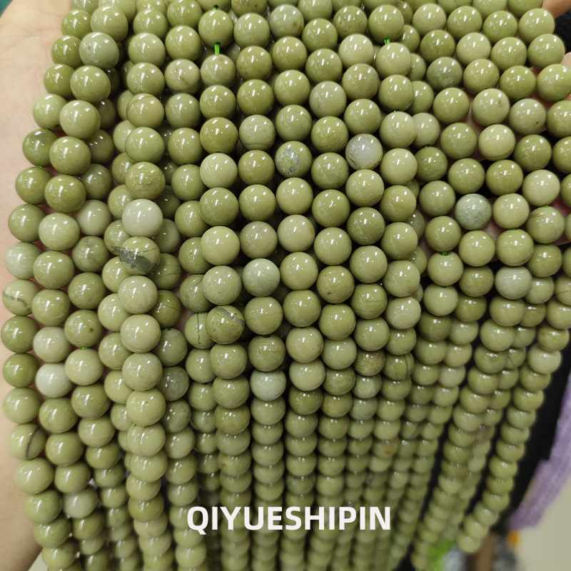 廠家直銷 阿拉善圓珠批發天然阿拉善抹茶綠散珠 串珠diy飾品配件