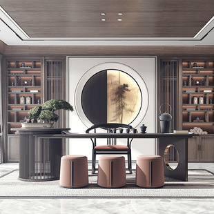 New Chinese Style Tea Table and Chair Combination, Light Luxury Solid Wood Tea Table, Tea Room, Modern Simple Tea Art Table, Zen Tea Table Furniture