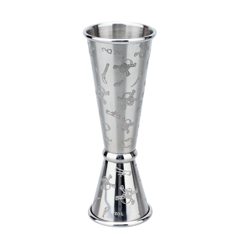 Taza medidora de acero inoxidable transfronteriza con escala, medidor de licor de doble cabezal, taza mezcladora de cócteles, taza de onzas, herramientas para mezclar cócteles, hecha a medida.