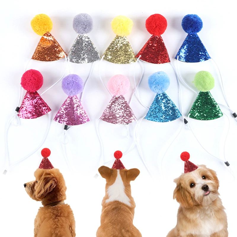 Амазонка трансграничный день рождения домашних животных шляпа 10 упакован кошка собака блеска шерстяной шар декоративная шапка на день рождения