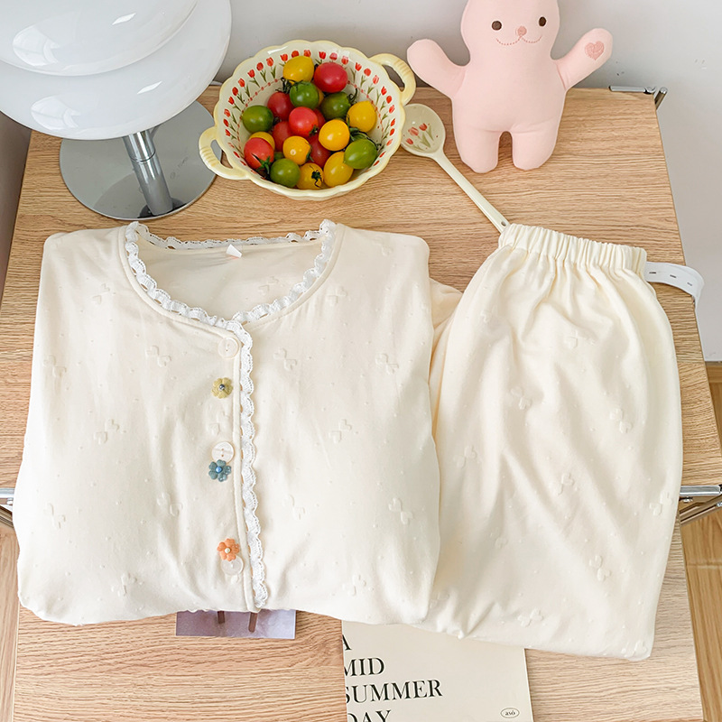 纯棉10A月子服春秋孕妇睡衣哺乳服夏孕期可调节家居服套装|undefined