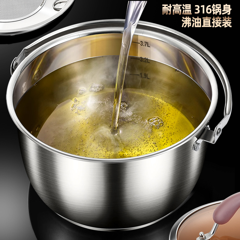 Tanque de aceite de cerdo de acero inoxidable Clang 316 con tapa Olla de escoria de aceite de filtro doméstico Tanque de condimento de cocina calefactable de gran capacidad