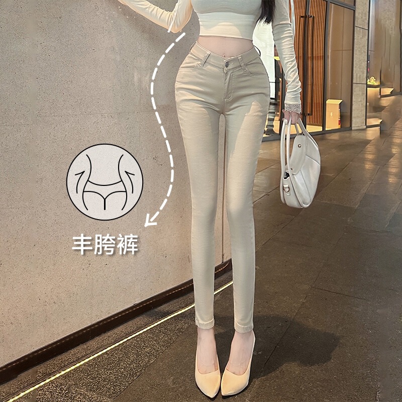 实拍夏季新款小脚牛仔裤女2025秋新款细腰瘦腿显瘦V腰紧身铅笔裤|undefined