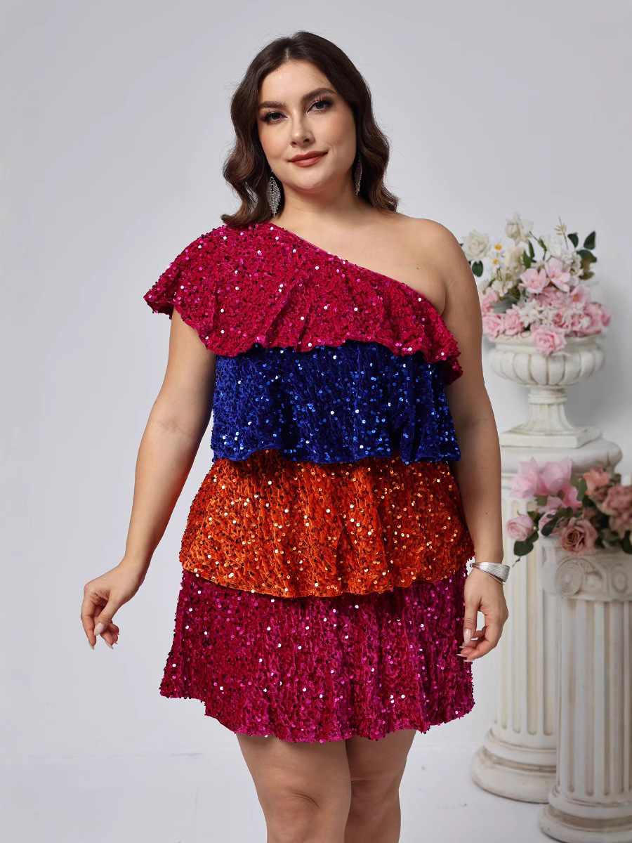 Vestido de talla grande vestido de fiesta de lentejuelas vestido de princesa vestido corto de cumpleaños 2025 vestido