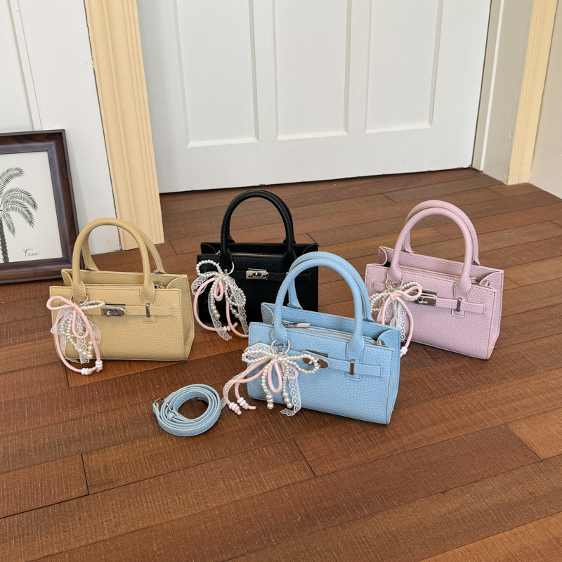 Sentido cotidiano lichi estampado Kelly bolso para mujeres 2026 nuevo estilo de moda bolso de mano versátil bolso cuadrado simple bolso de hombro