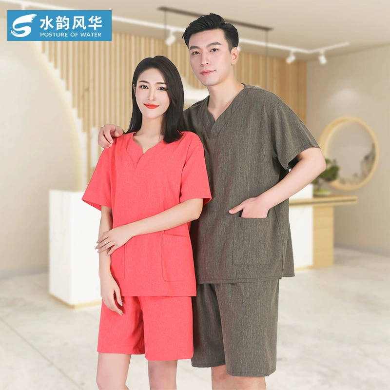 Новый элитный халат-костюм для сауны и бани из бамбукового хлопка в тайском стиле, 100% хлопок, мужской и женский комплект, модель 2026 года