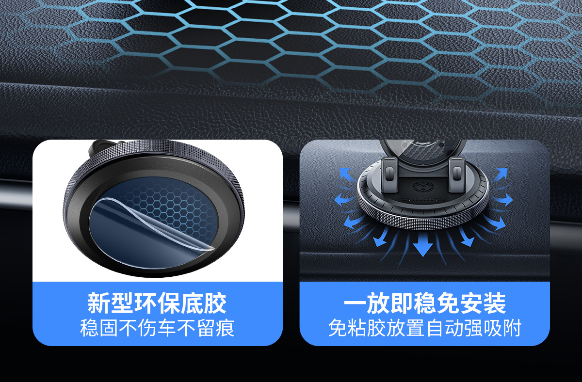 Dashboard Car Phone Holder 360-Degree Adhesive Washable Non-Slip Car Center Console Navigation Support Stand