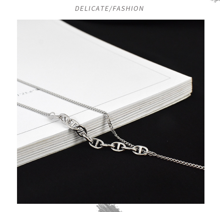 Linglang Trendy S925 Sterling Silver Necklace Chain for Women Fashion Silver Choker Jewelry Gift Idea