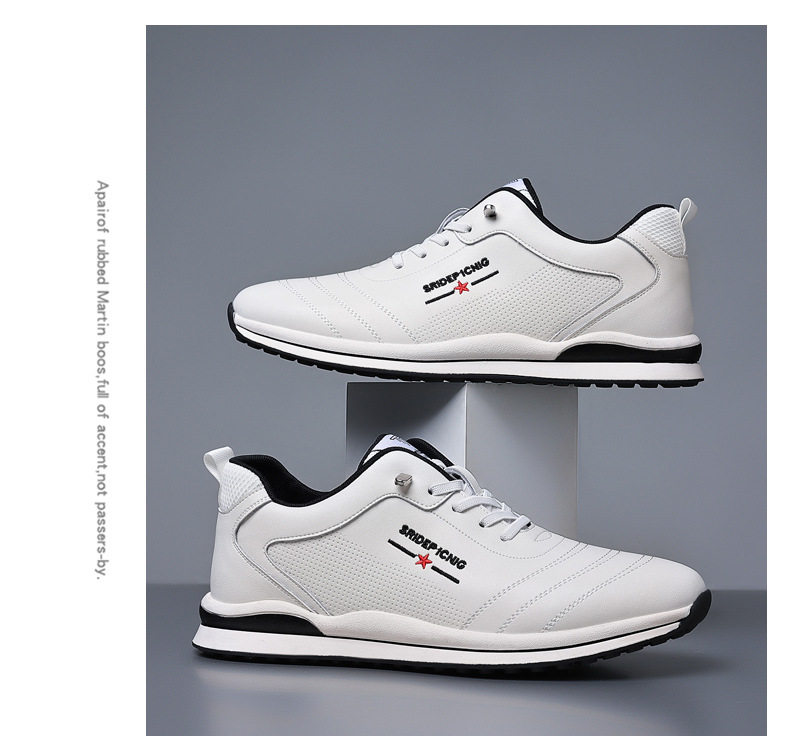 Giày sneaker nam da bò phối màu, đế cao su gót thấp 1–3 cm, dây thun tiện lợi — PZ905 màu trắng, PZ905 màu đen chi tiết 14
