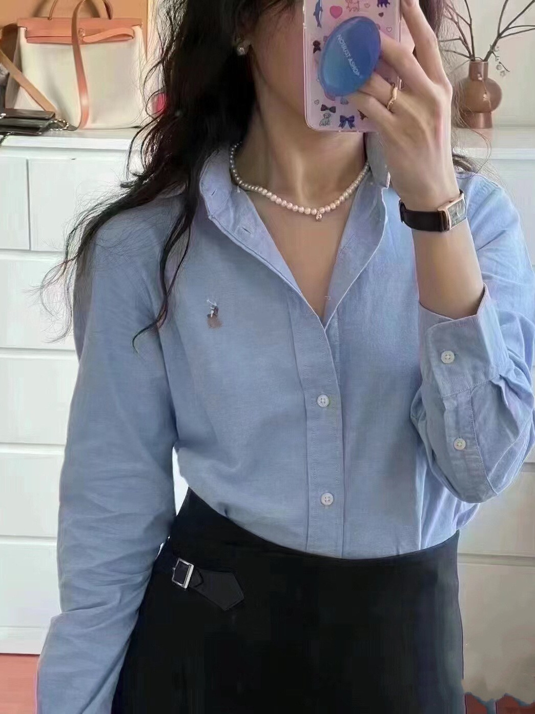 남성과 여성을 위한 RL Raff 스트라이프 셔츠, 다채로운 조랑말 로고 자수 탑, 캐주얼 옥스포드 천 셔츠 25 새로운 스타일