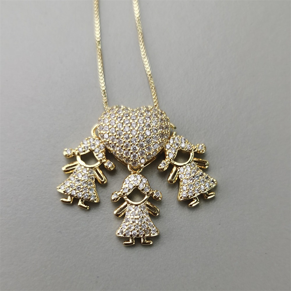 INS europeo y americano transfronterizo de zirconio-incrustaciones Encantadores Niños y Niñas collar nuevo cobre galvanoplastia colgante de moda collar de acero de titanio