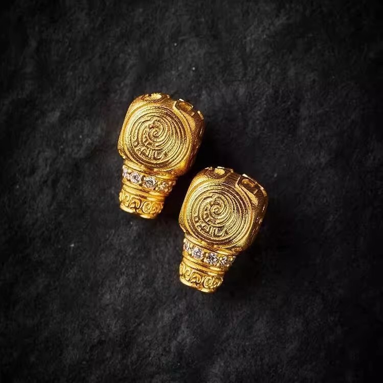 黄金色太阳神鸟三通DIY配件轻奢时尚满钻配饰藏式元素寓意好物|undefined