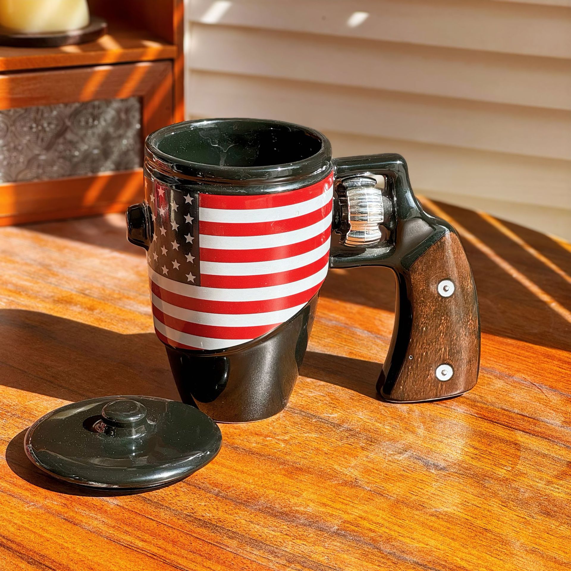 Amazon Transfronterizo TK Revolver Taza Estrela Bandera Taza de Cerámica Creativa Taza de Café Bandera de Estados Unidos
