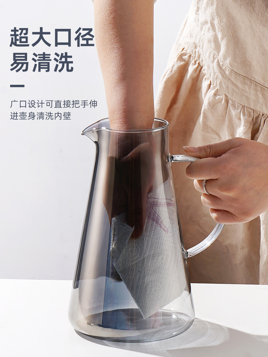 IP9D冷水壶玻璃水壶耐高温家用开水杯大容量泡茶壶扎壶夏天轻奢凉