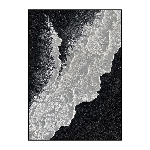 Black and white three-dimensional hand-painted oil painting modern minimalist living room decoration painting thick texture entrance decoration painting restaurant hanging painting