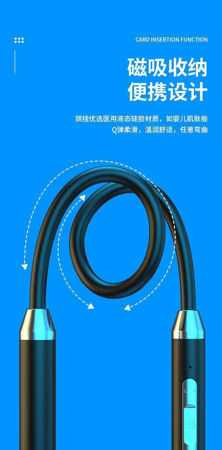 Wireless Bluetooth earphones, sports neckband style, ultra-long battery life, high capacity, suitable for Apple, Huawei, VIVO, OPPO, Android