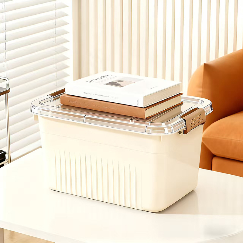 Desktop Storage Box, Snacks, Sundries, Fruit Storage Basket, Portable Plastic Household Clothing Storage Box with Lid