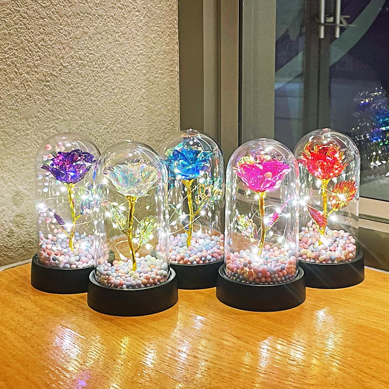 Simulación creativa de rosas luces nocturnas ramo de flores eternas adornos decorativos mano regalo parque de mercado nocturno al por mayor