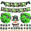 10 green game machine party supplies [flag + cake insert + balloon]