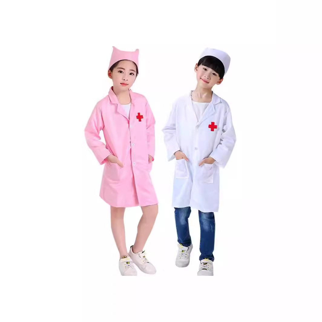 Disfraz de médico para niños, uniforme de enfermera, monos, traje de casa de juegos para niñas, abrigo blanco para niños pequeños, estilo de ropa