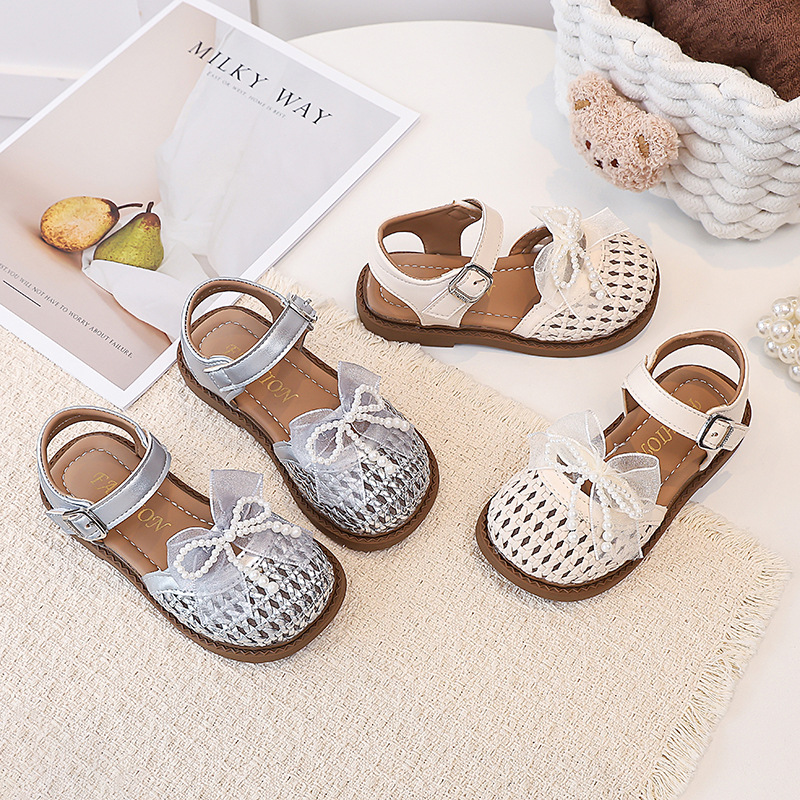Zhongda Niang encaje arco trenzado sandalias agujeradas 2026 verano nuevos niños zapatos de playa zapatos princesa image 5