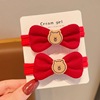 Small princess costume, hair accessory with bow, cute red festive children's hair rope