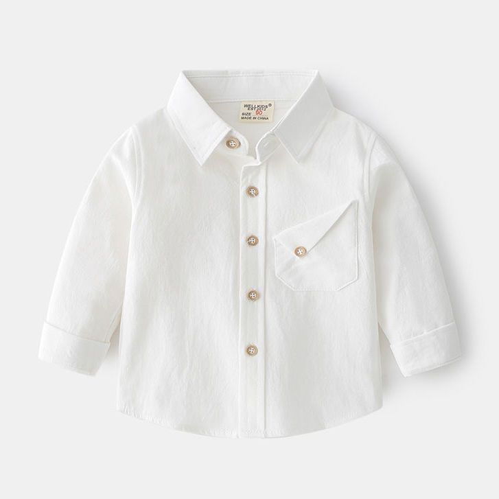 Cross-border boys' long-sleeved shirt, pure 100% spring and autumn children's shirt, white shirt, boys' and girls' top, shirt, dress
