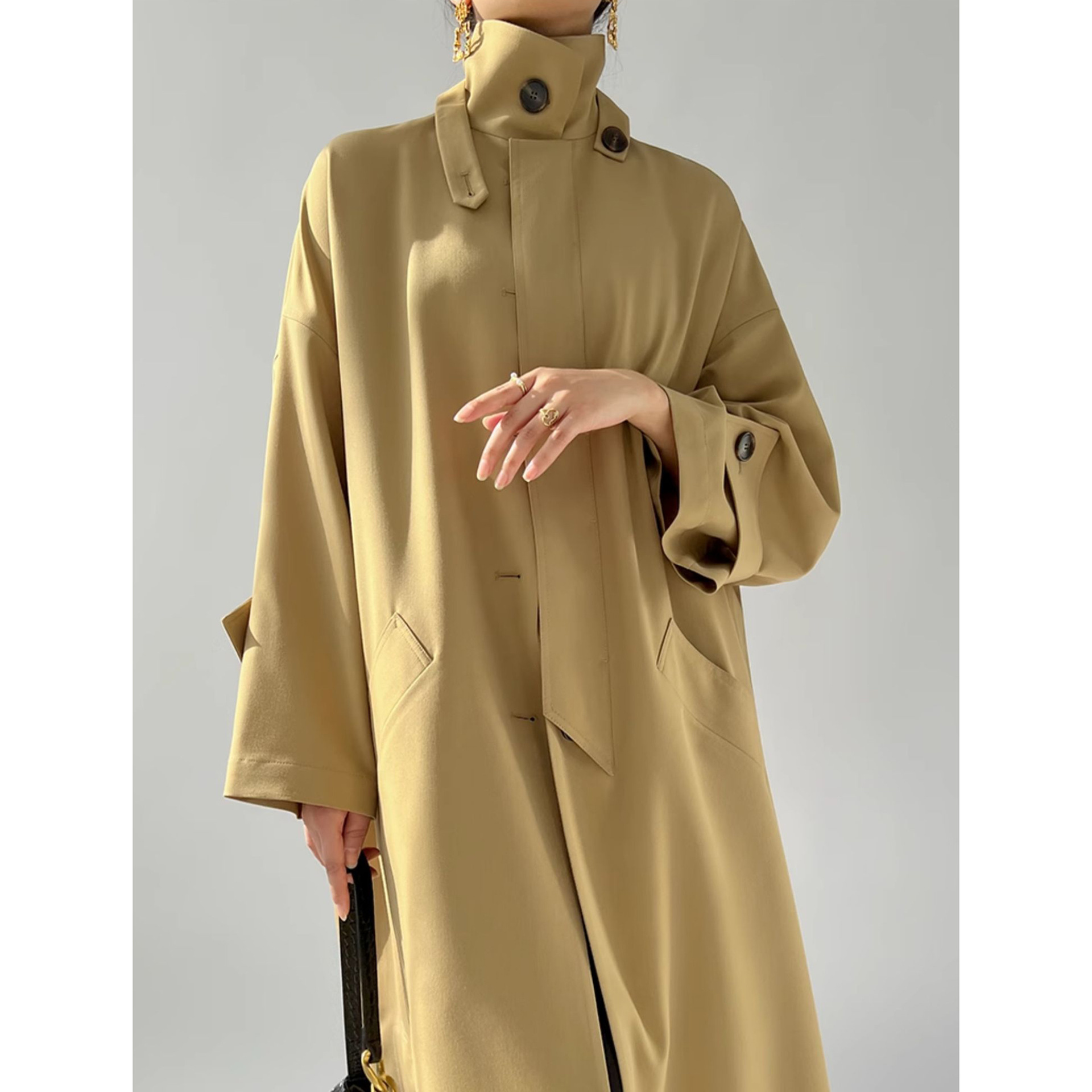 [30% off Big Sale] Silhouette Windbreaker Women's 2024 Spring New Drapey and Not Easy to Wrinkle Jacket Mid-Length