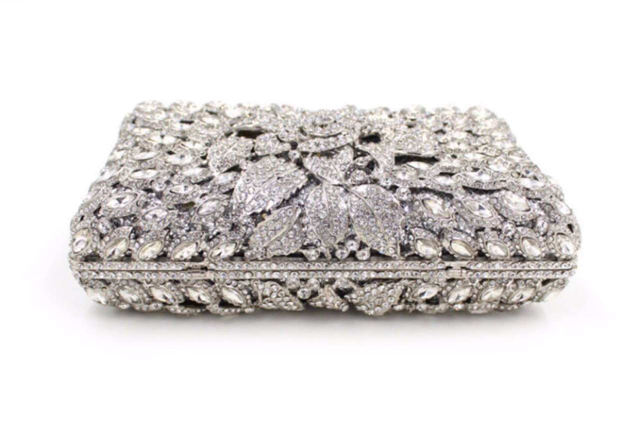 Túi clutch nữ đính kim cương dạ tiệc phong cách Âu Mỹ — kim cương vàng trên nền vàng, Màu bạc, Màu xanh lá, Màu đen chi tiết 14