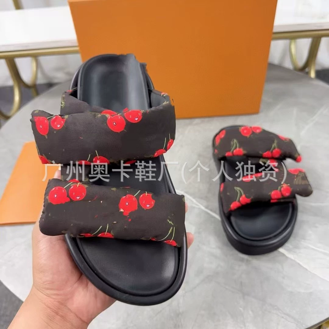 Женские летние сандалии 2025 года, новая мода, уличные, на толстой подошве, на липучке, платформа, вишневый цвет.