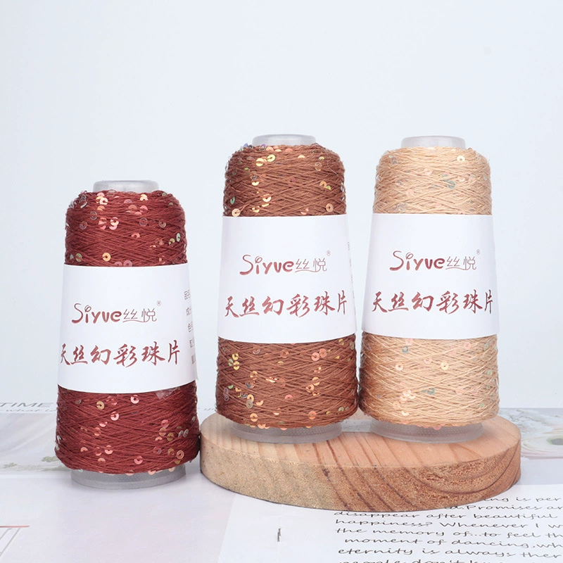 Пряжа Tencel (Siyue) с пайетками — для ручного вязания, цветная декоративная пряжа