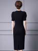 Hip wrap skirt， fireworks studded diamond high waisted bubble sleeve dress