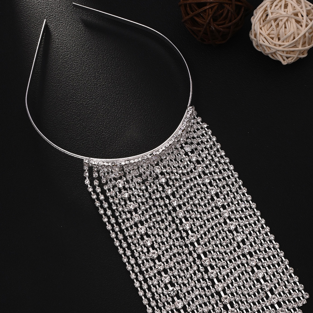 Europa y los Estados Unidos de moda caliente fluido diseño de aro de cabello de diamante cadena de cabello accesorios callejuelas banda de cabeza