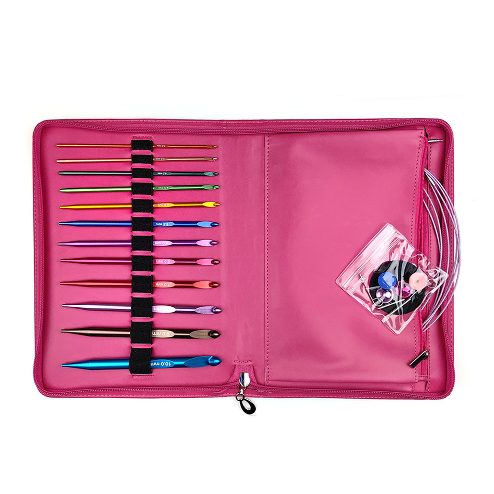 Herramientas de tejido transfronterizas de alúmina color alfombra de crochet desmontable crochet tunecina crochet conjunto de 12 pu