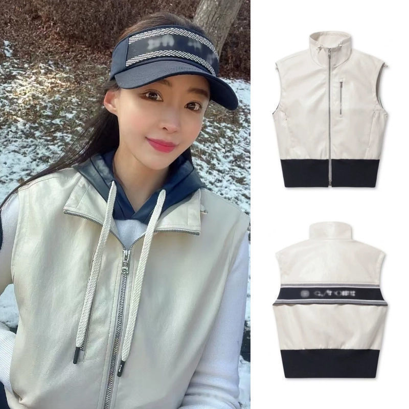 Golf Women's Suit Solid Color Sleeveless Leather Vest Spring and Autumn Outdoor Sports Warm Knitwear Breathable and Lightweight